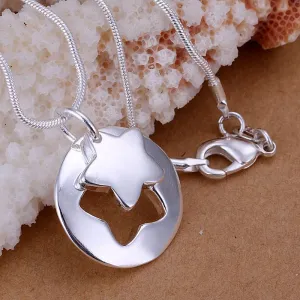 silver plated pendants Couple Star collane men jewelry ELY
