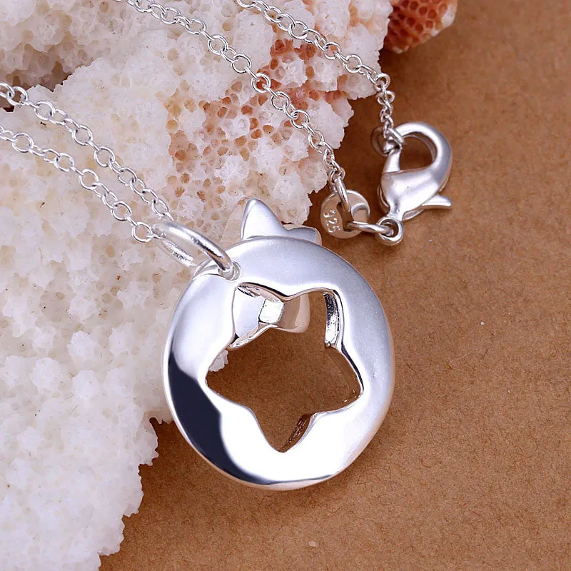 silver plated pendants Couple Star collane men jewelry ELY