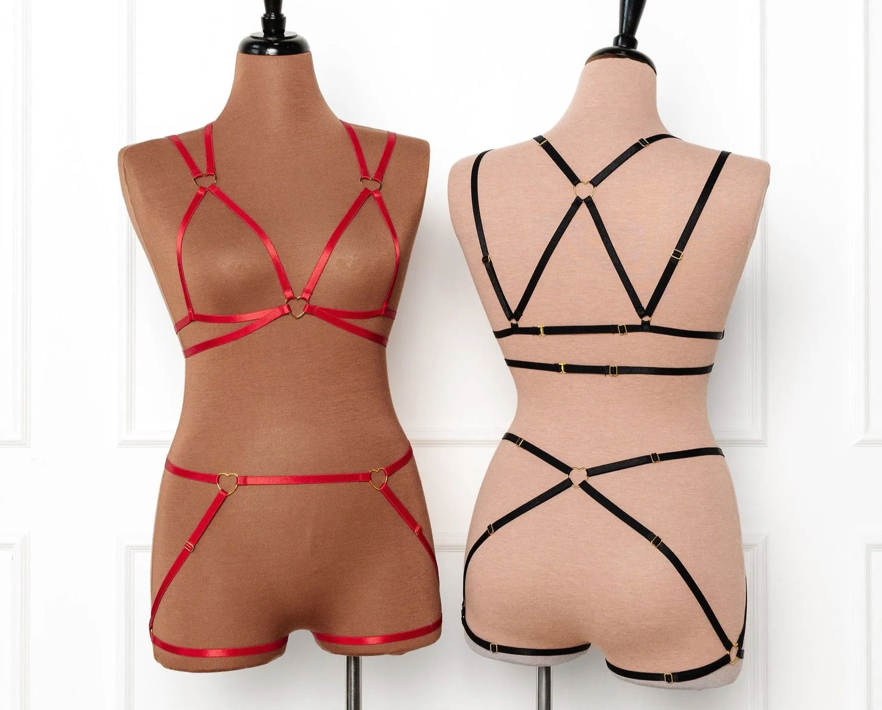 Strappy Heart Harness Bottom - Black