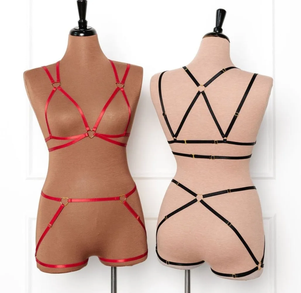 Strappy Heart Harness Top - Black