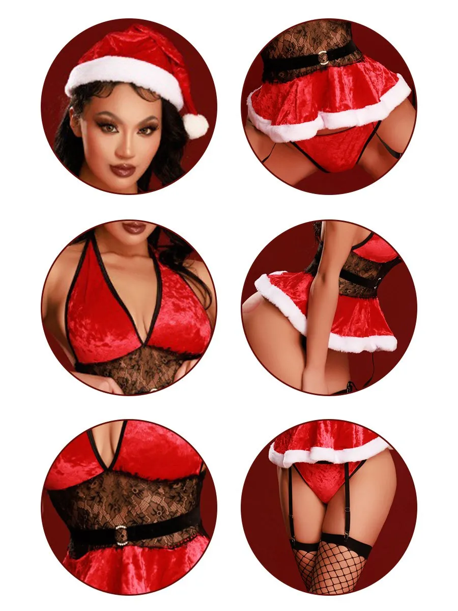 Velvet Santa Babydoll Dress Set